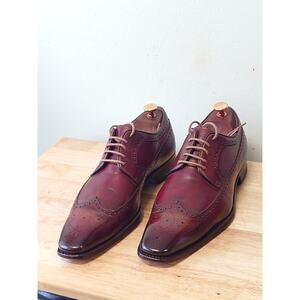 Barney’s New York Long Wingtip Two Tone Burgundy Red Leather Dress Shoes Size 9M
